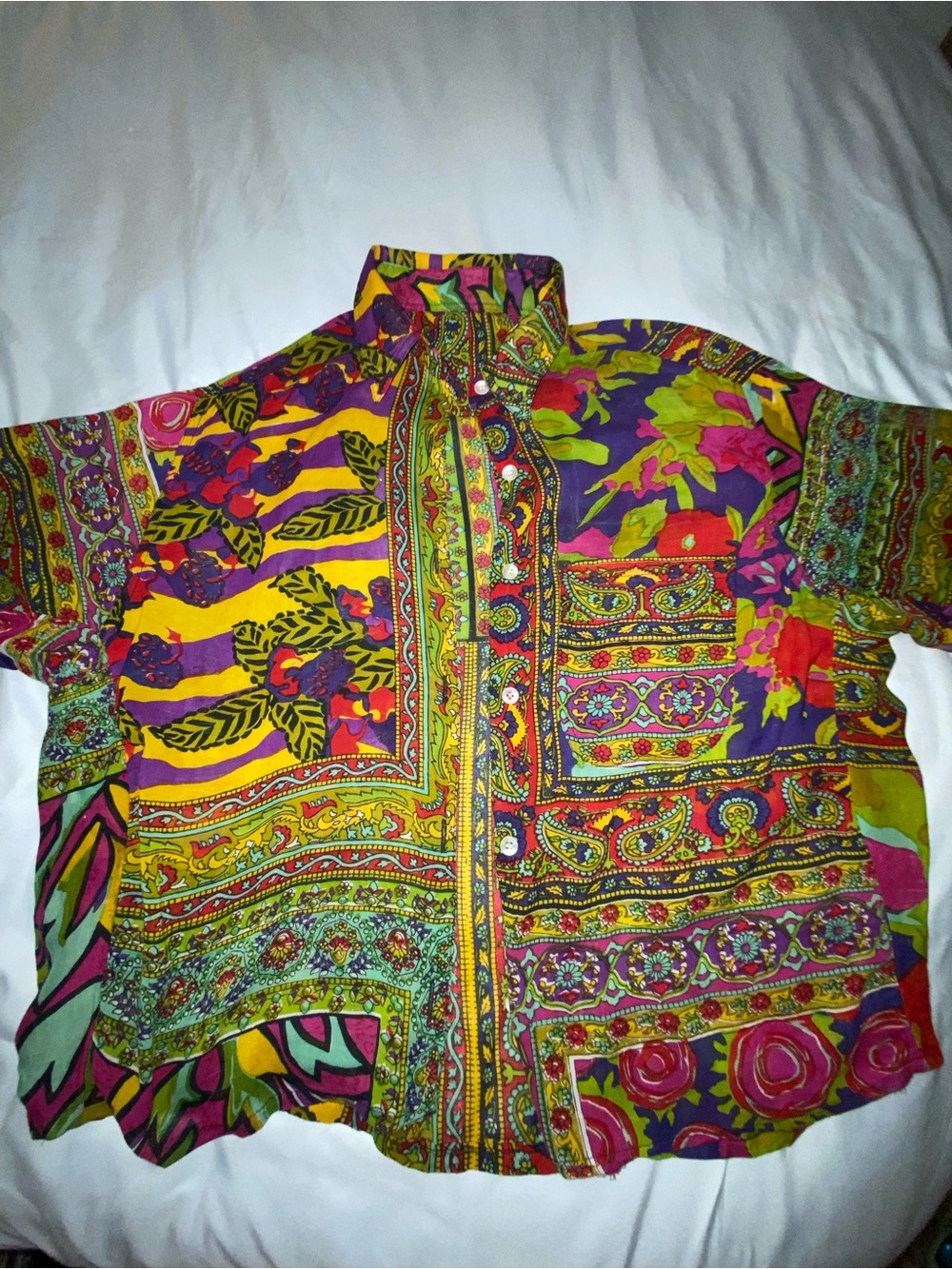 Vibrant Multicolor Paisley Floral Button-Up Shirt